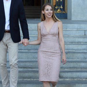 Trina Turk Lace V-Neck Cocktail Dress